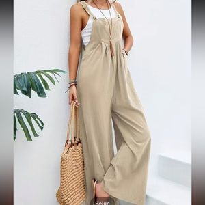 Women’s tan overall wide leg size small